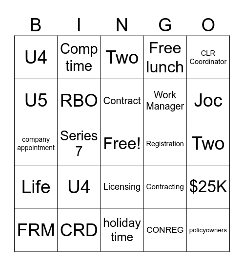Week 2 CLR Onboarding Bingo Card