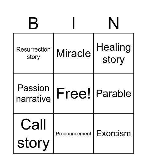 Year 11 Literary Form Bingo Card