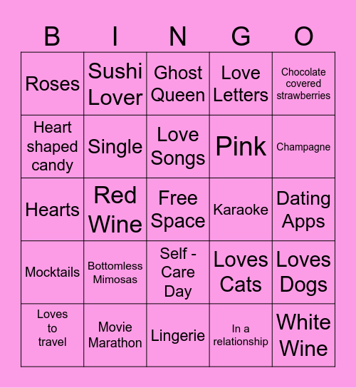 Galentine's Bingo Card