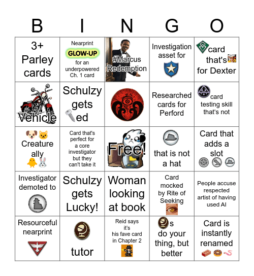 Investigator Decks Preview Season Bingo Card