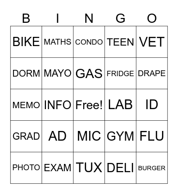 CLIPS Bingo Card