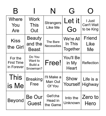 Disney Bingo Card