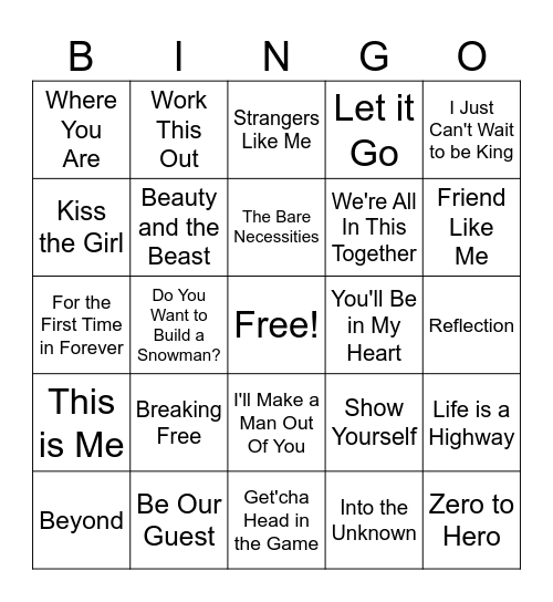 Disney Bingo Card