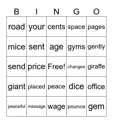 4.5 Bingo Card