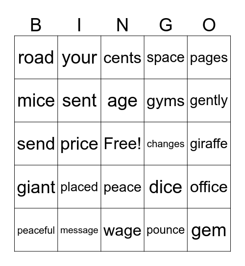 4.5 Bingo Card