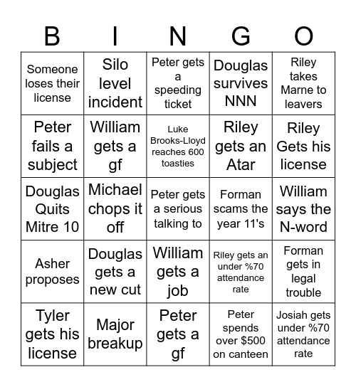 2026 Bingo Card