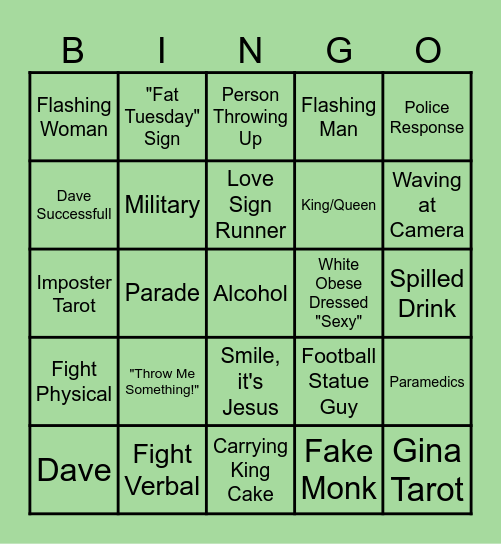Mardi Gras! Bingo Card