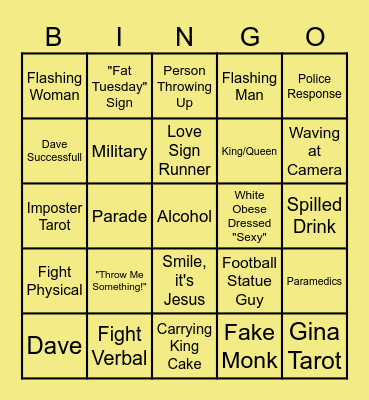 Mardi Gras! Bingo Card