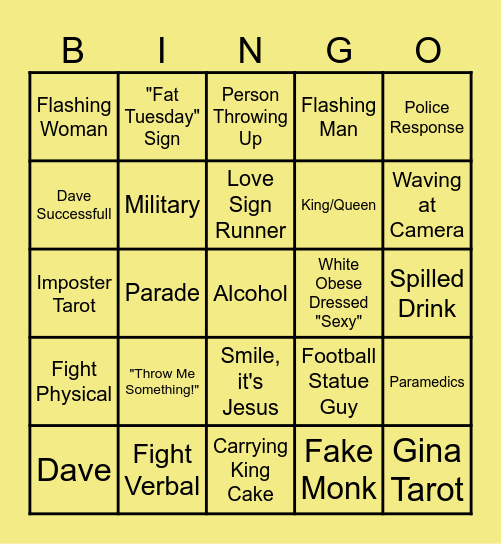 Mardi Gras! Bingo Card