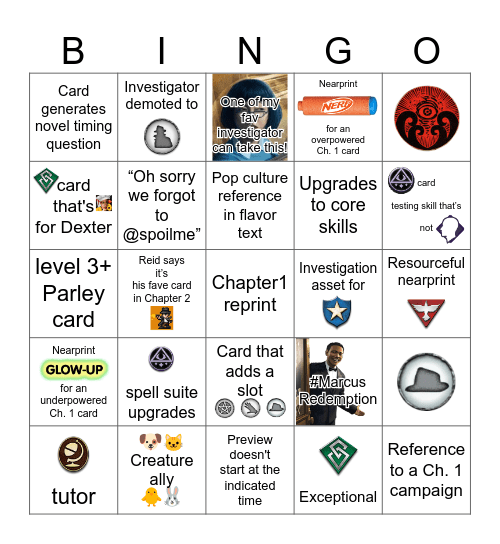Investigator Decks Preview Season Bingo Card