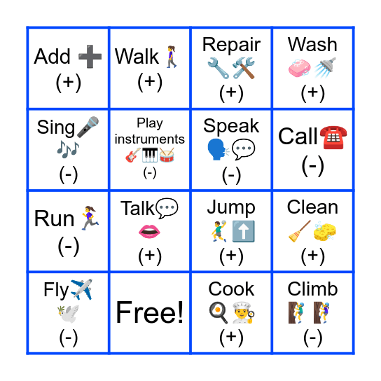 ABILITIES AND SKILLS Bingo Card