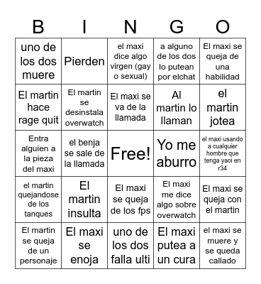 overwatch con estos weones Bingo Card