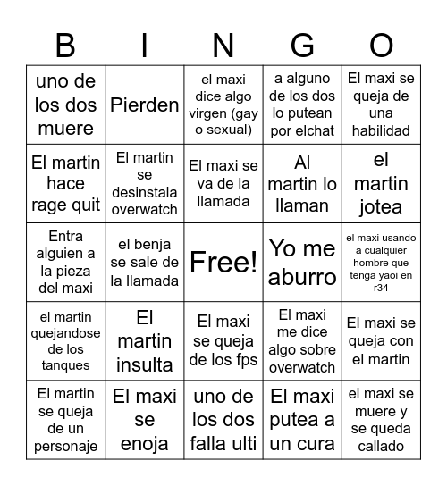 overwatch con estos weones Bingo Card