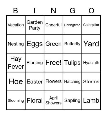 Spring Bingo Card