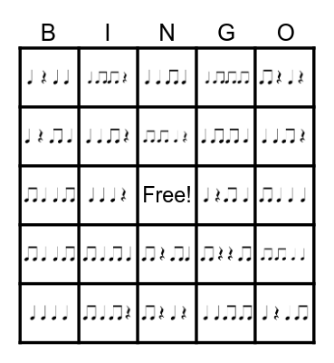 Rhythm Bingo Card