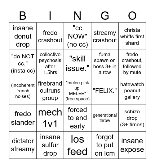 prog bingo Card