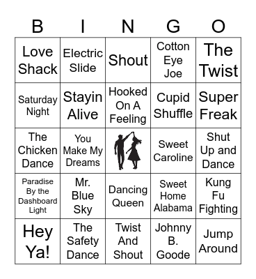 Dance Party Bingo Card