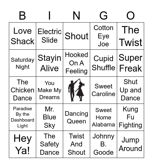 Dance Party Bingo Card
