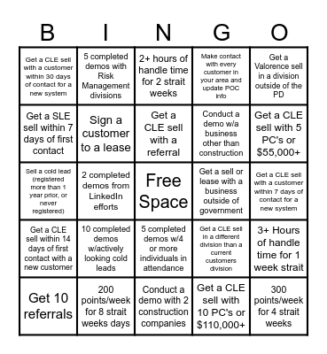 Sales Bingo Card