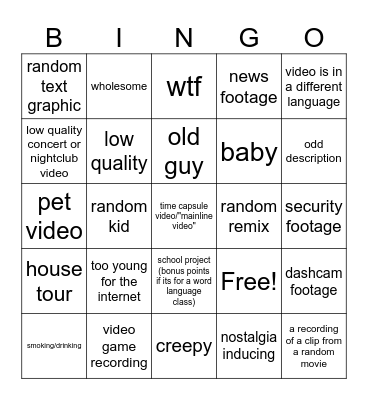 0 view youtube Bingo Card