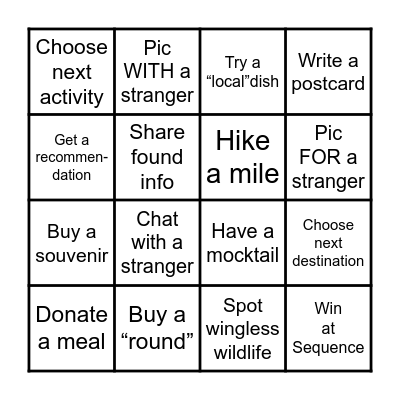 Trip Bingo Card