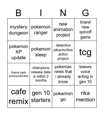 pokemon day 2026 Bingo Card