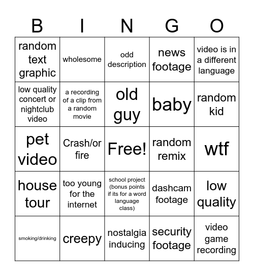 0 view youtube Bingo Card