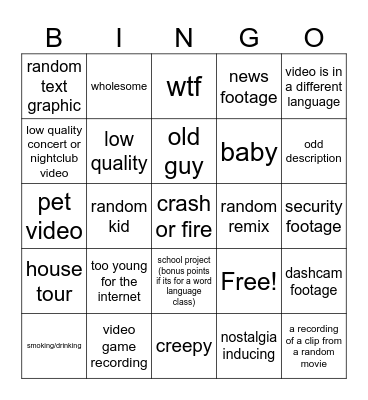 0 view youtube Bingo Card