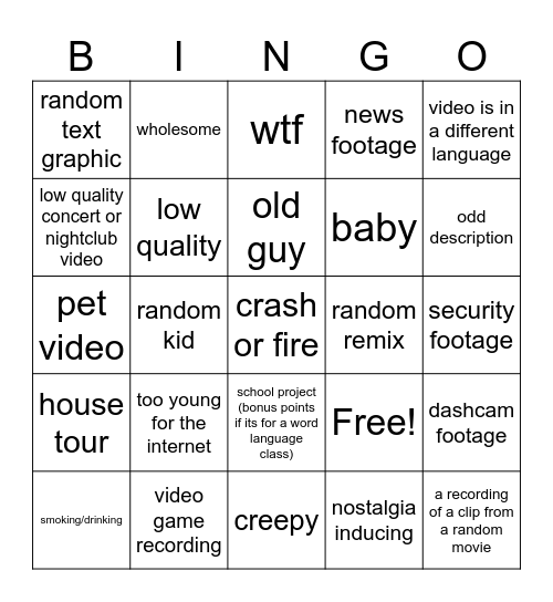 0 view youtube Bingo Card