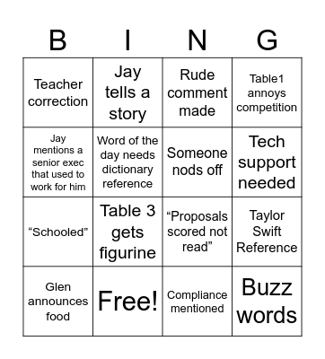 Proposal Boot Camp Bingo Card