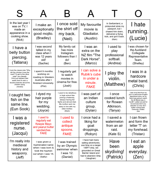 GUESS WHO BINGO? Bingo Card