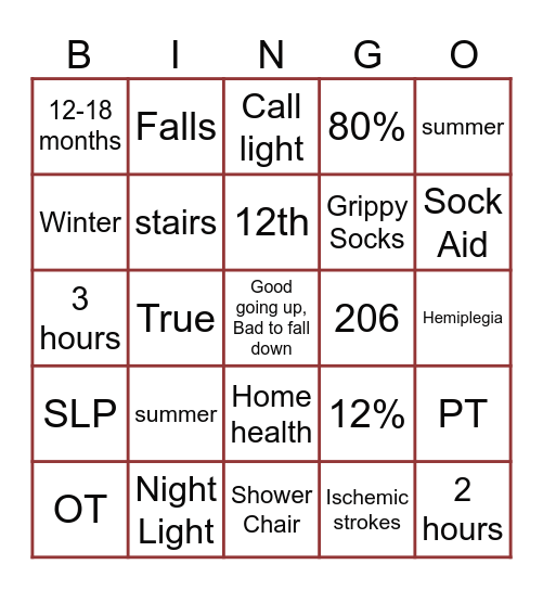 Therapy Bingo Card
