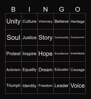 BLACK HISTORY MONTH Bingo Card