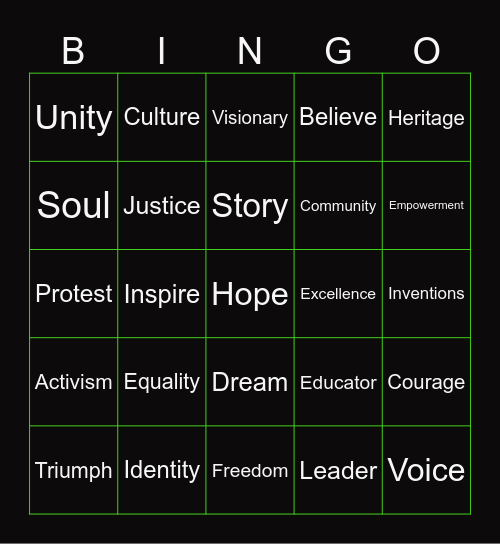 BLACK HISTORY MONTH Bingo Card