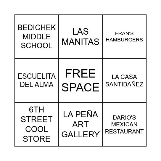 Lali's Loteria Bingo Card