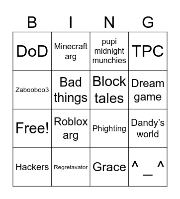 SEWH cosplayer fandoms [im in] Bingo Card