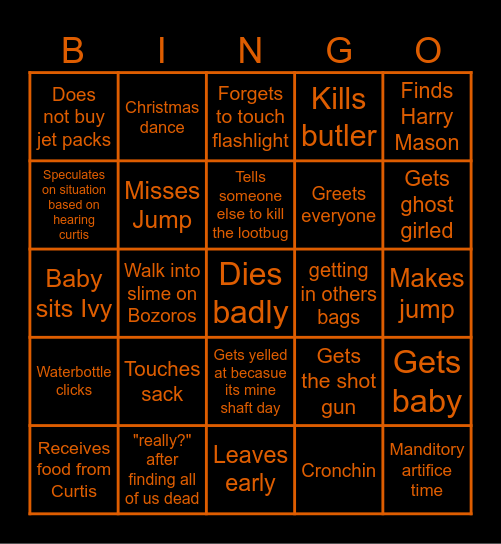 Lethal Bingo: Lam Bingo Card
