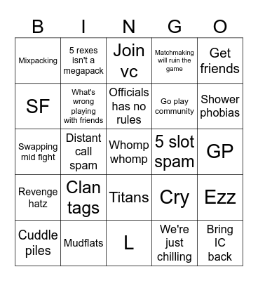 Megapacker Bingo Card