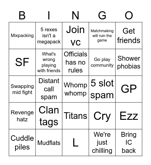 Megapacker Bingo Card