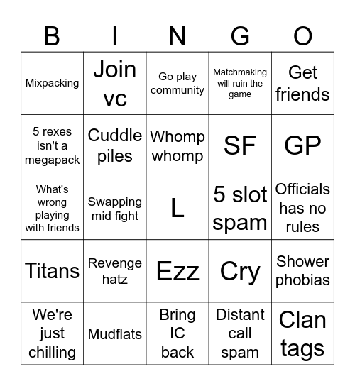Megapacker Bingo Card