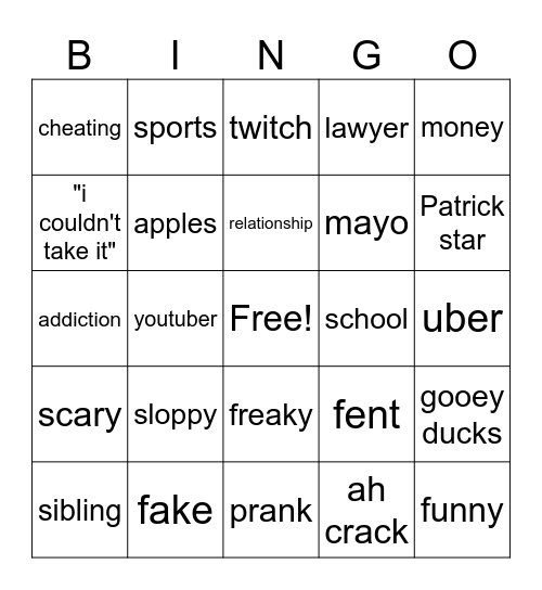 reddit bingo Card