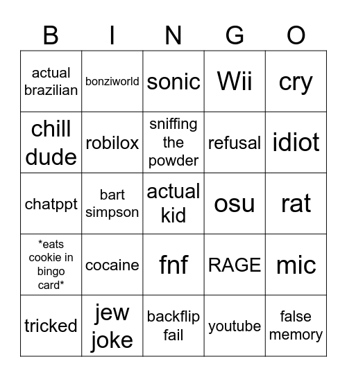 miguel's bingo card v2 Bingo Card