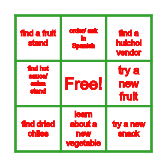 Mexico's Markets Bingo Card