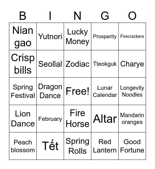 APIIG Lunar New Year Bingo Card