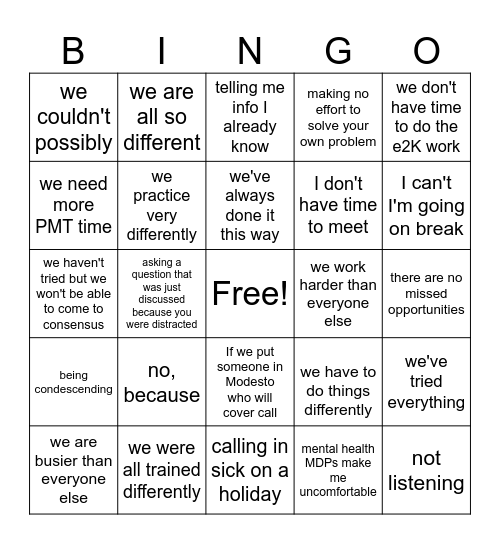 Things that Will Give Zoey a Stroke Face Bingo Card