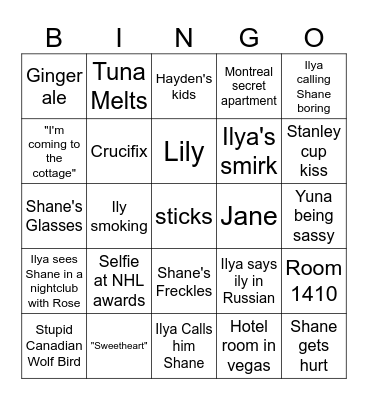 Heated Rivalry Bingo Card