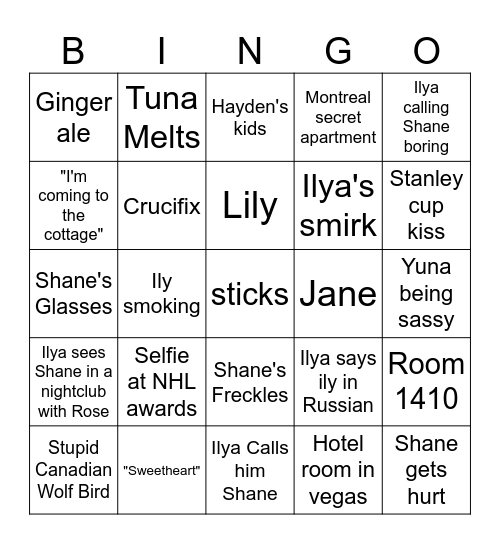 Heated Rivalry Bingo Card