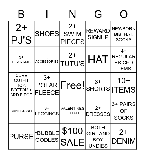 GYMBUCK Bingo Card
