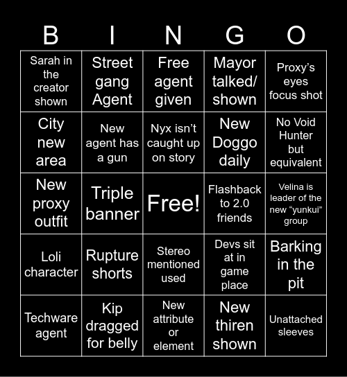 3.0 bingo Card