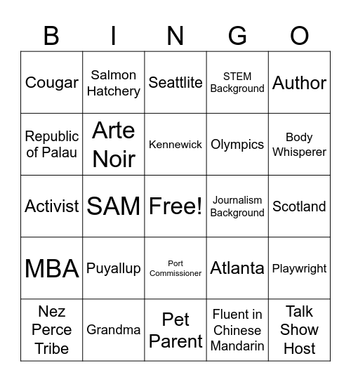 Share Fund Winter Retreat Bingo Card